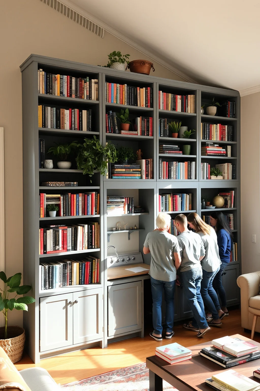 10. Gray Shelving Units