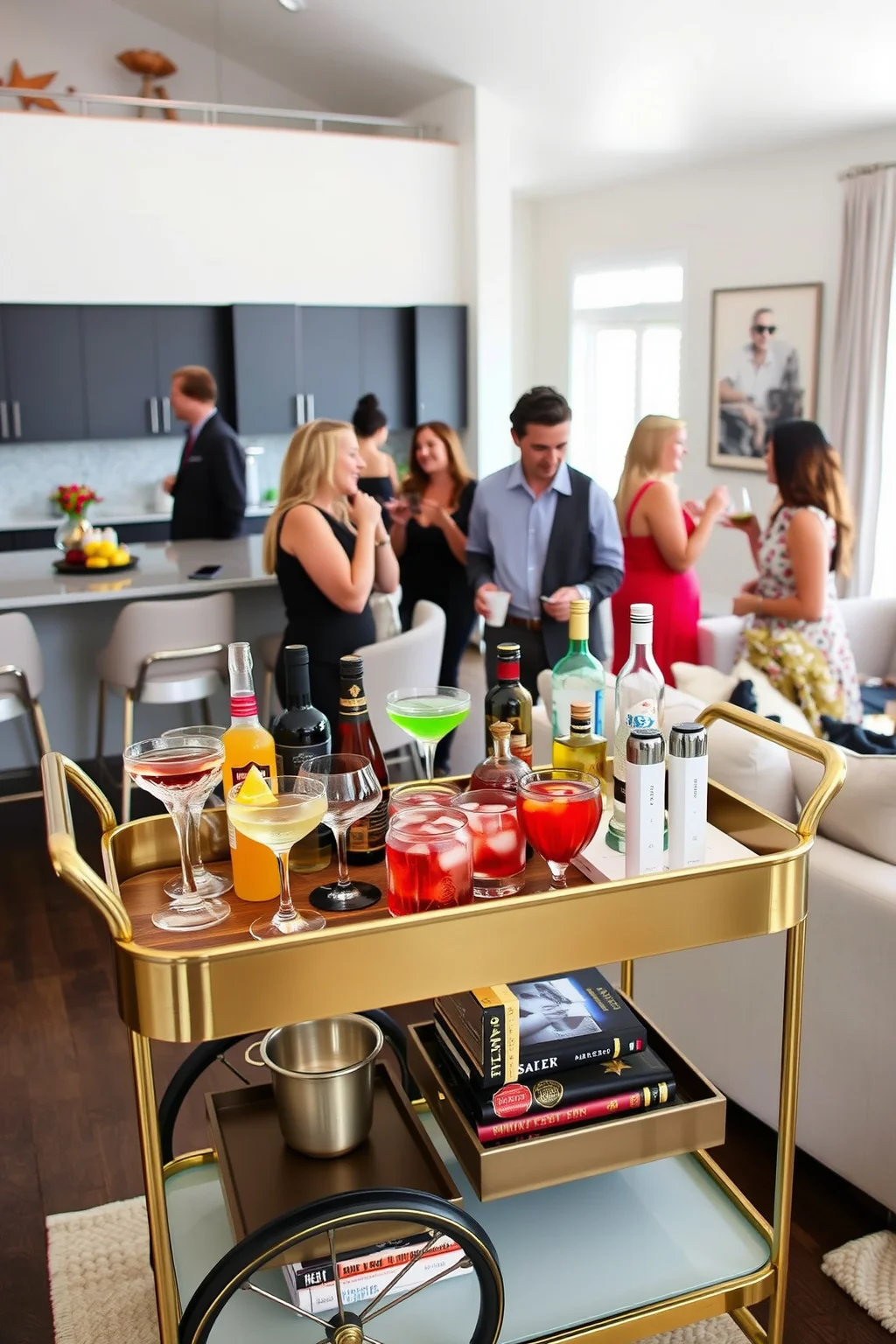 11. Feature a Stylish Bar Cart