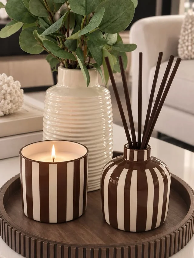 Decorative tray styled on a coffee table
